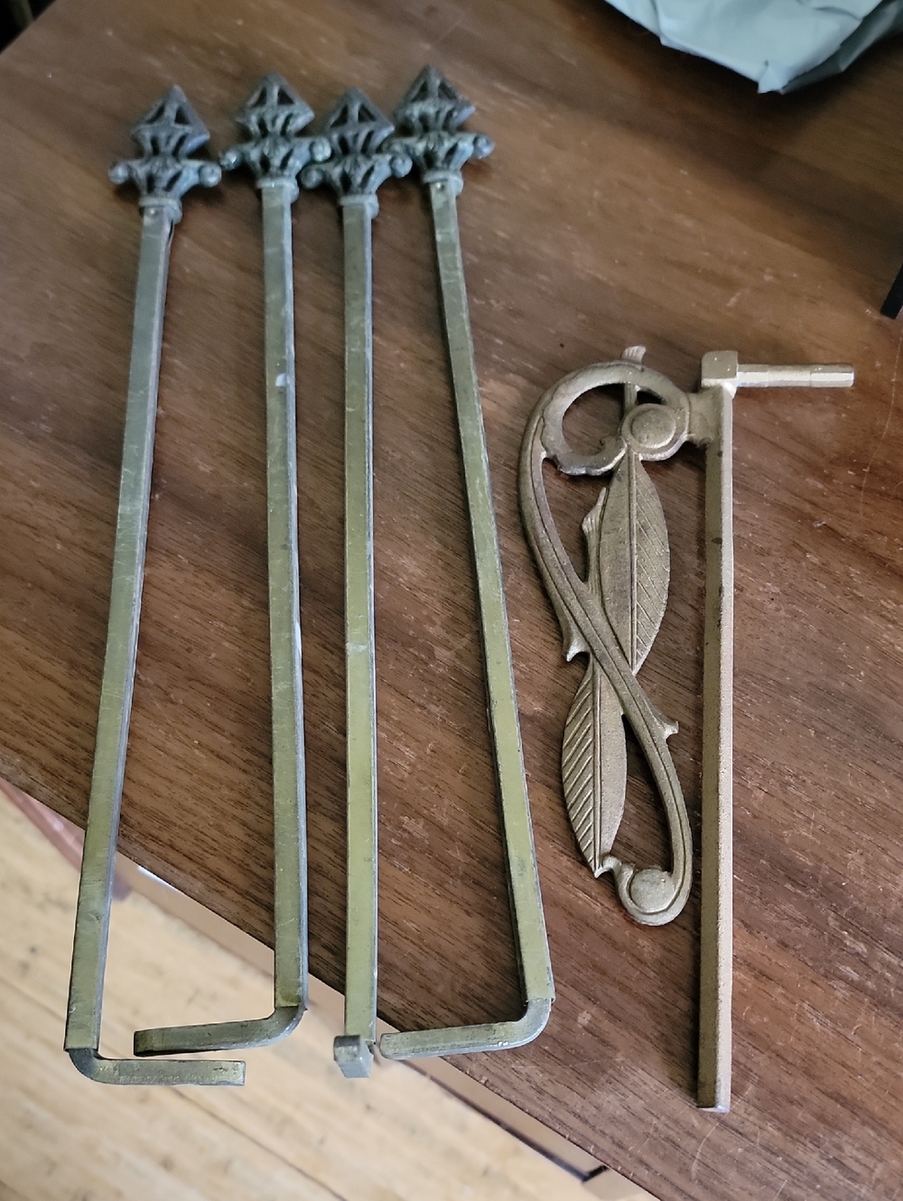 Brass Tone Decorative Curtain Holdbacks and Tiebacks - Set of 4 Plus One